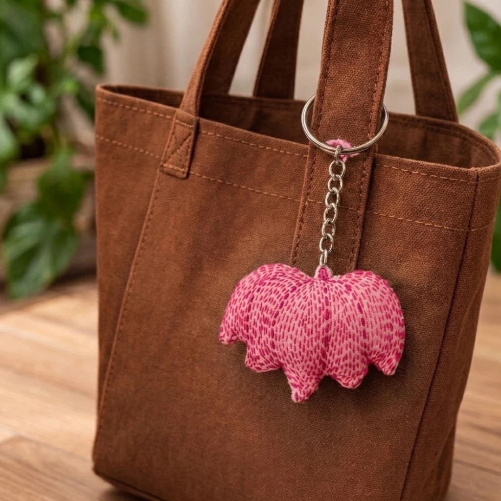 Padma- Kantha Stich Lotus Keychain 