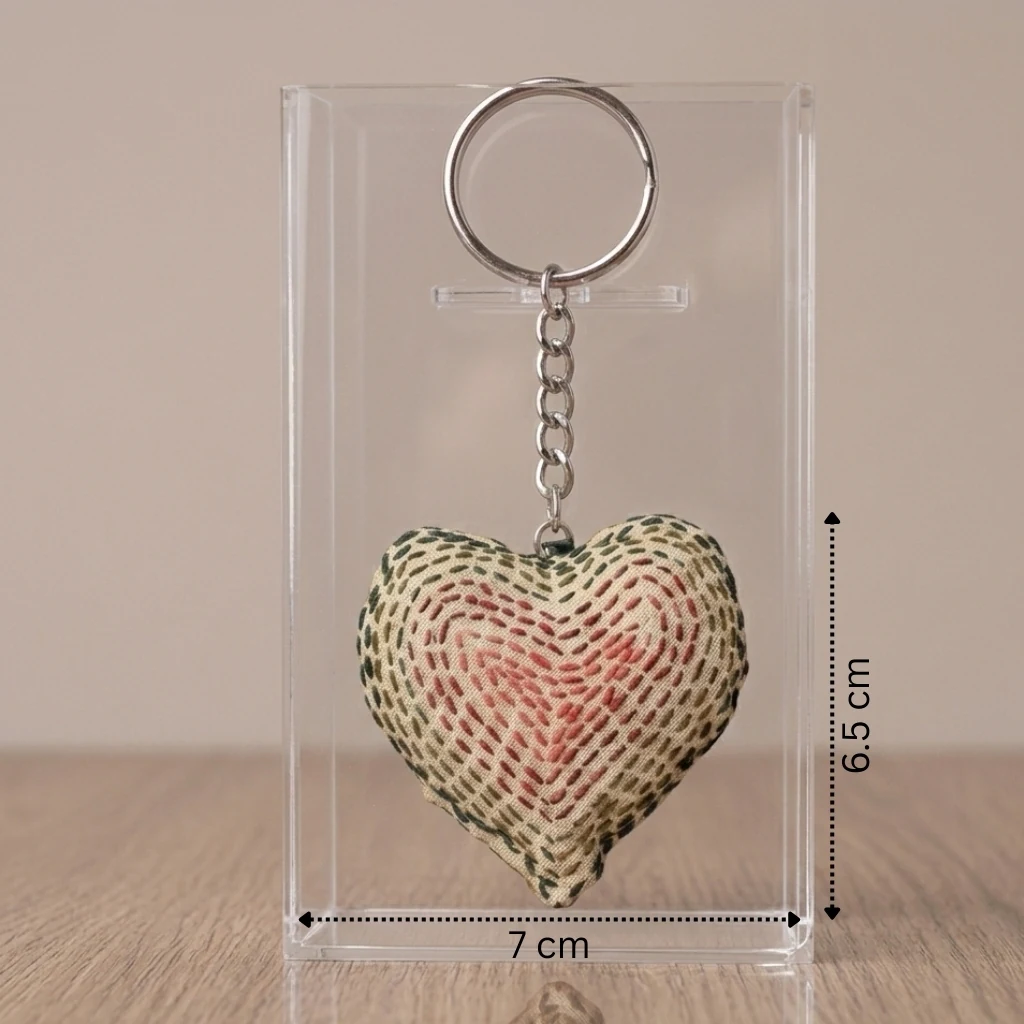 Hriday - Kantha Stich Heart Keychain 