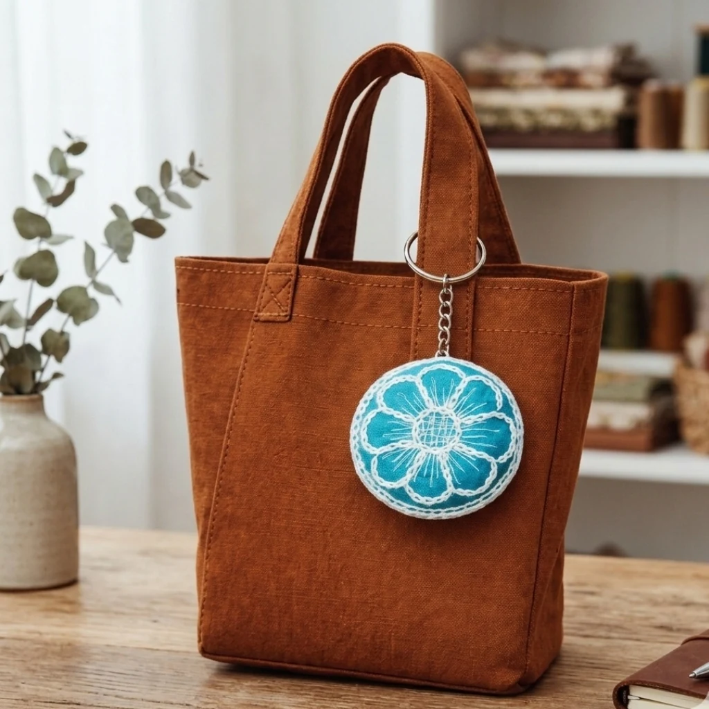 Aath Phoola - Pipili Applique Keychain 