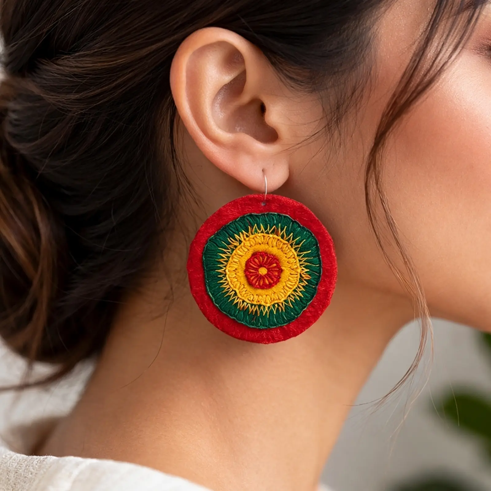 Phoola- Embroidered Fabric Earrings 