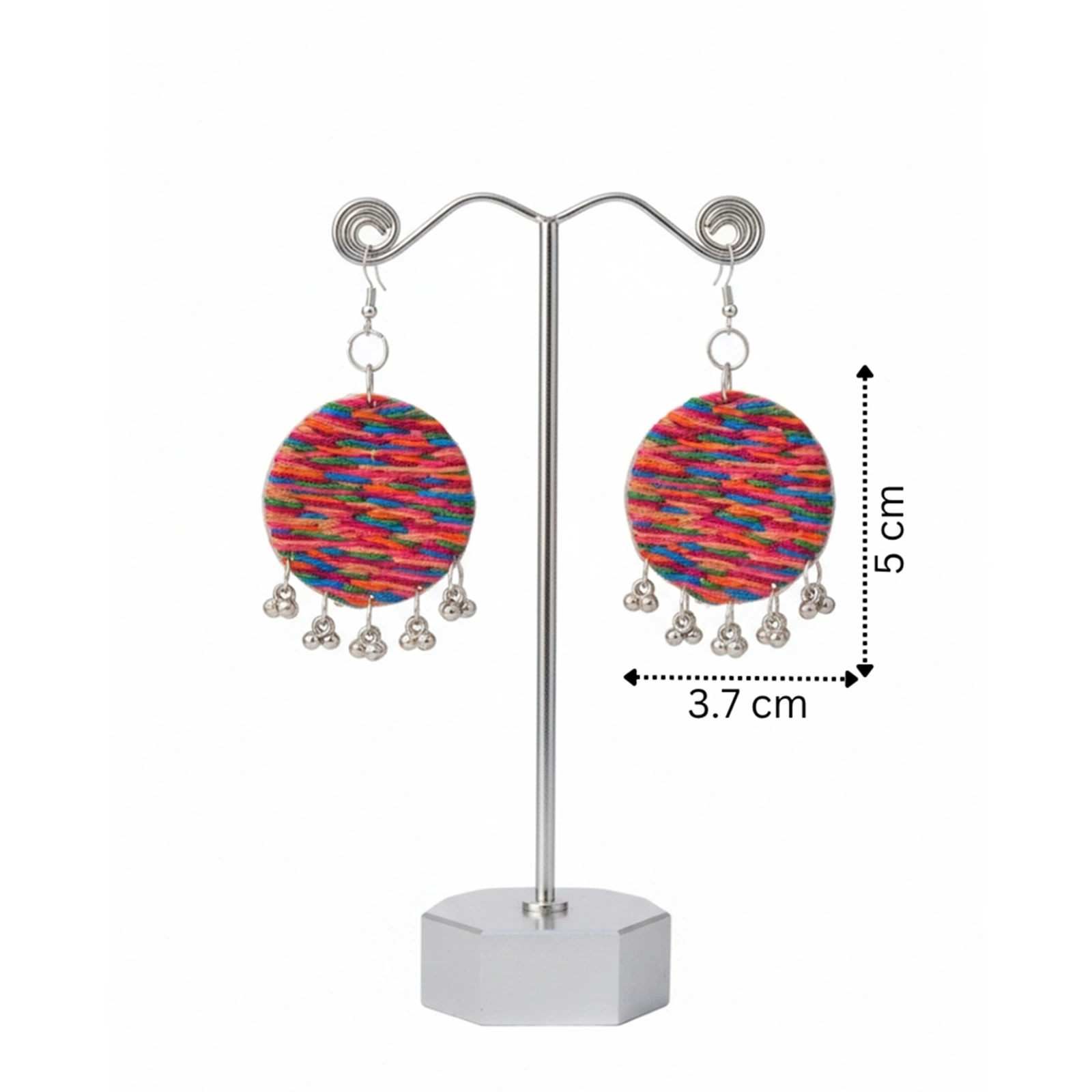 Multicolor- Embroidered Fabric Earrings 