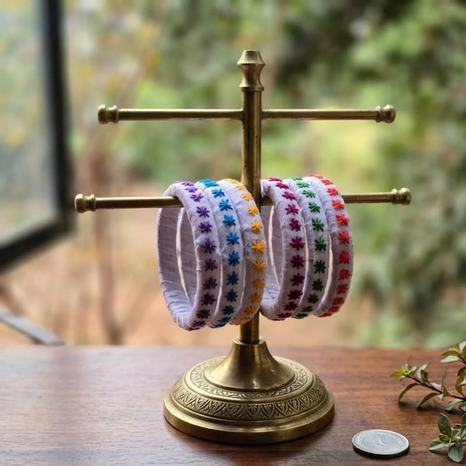 Sitara Multicolor Embroidered Fabric bangles