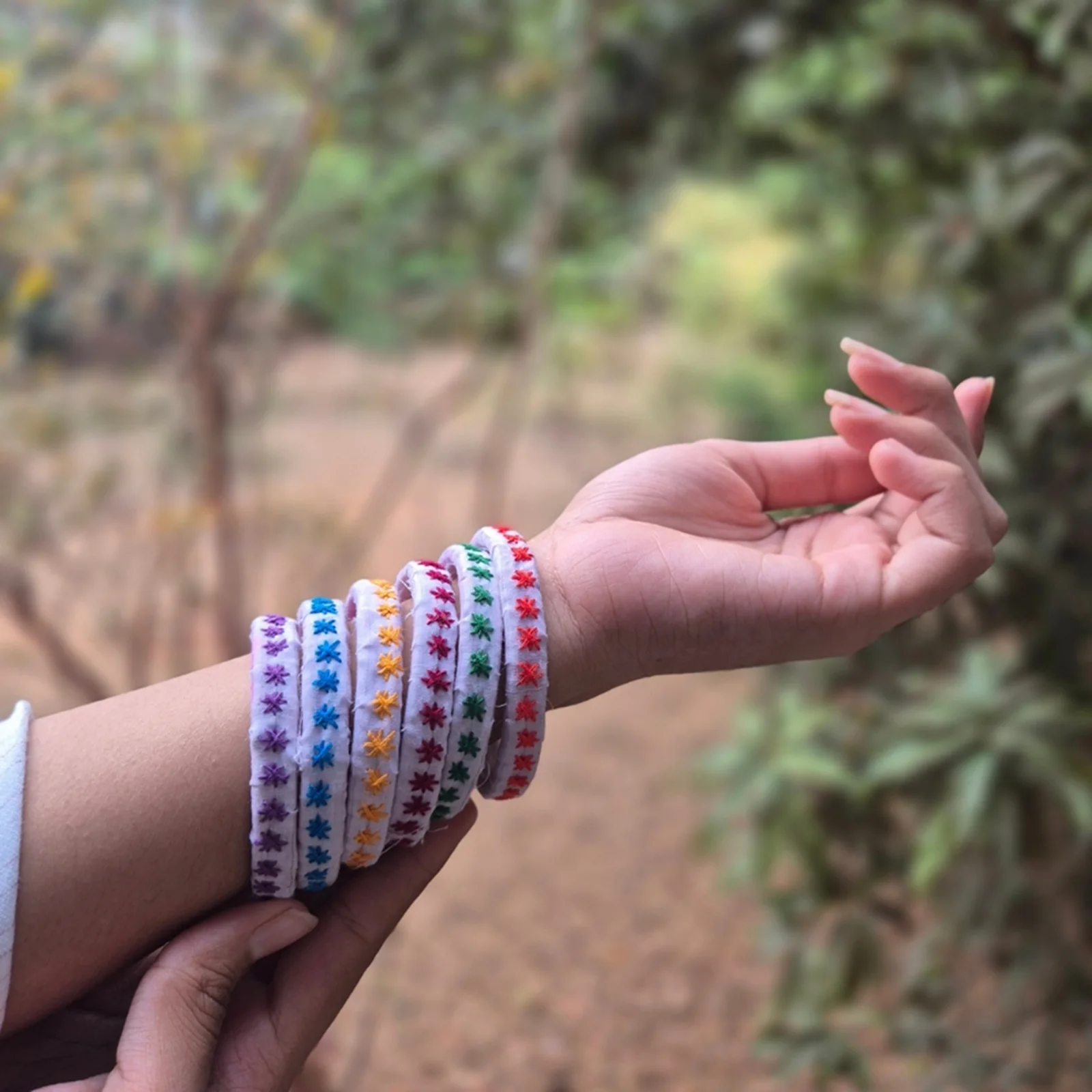 Sitara Multicolor Embroidered Fabric bangles