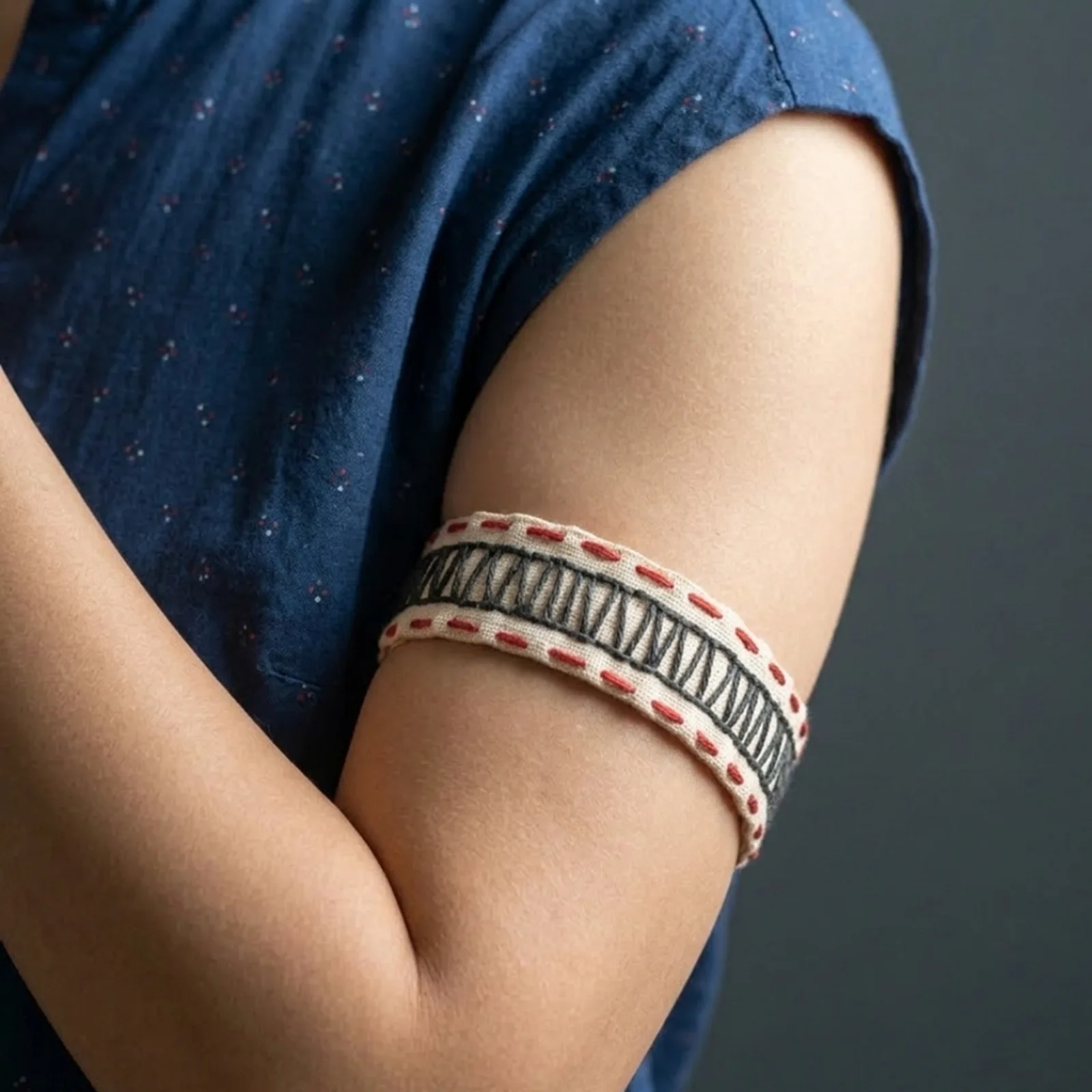 Toda Embroidery fabric hand cuff / arm cuff