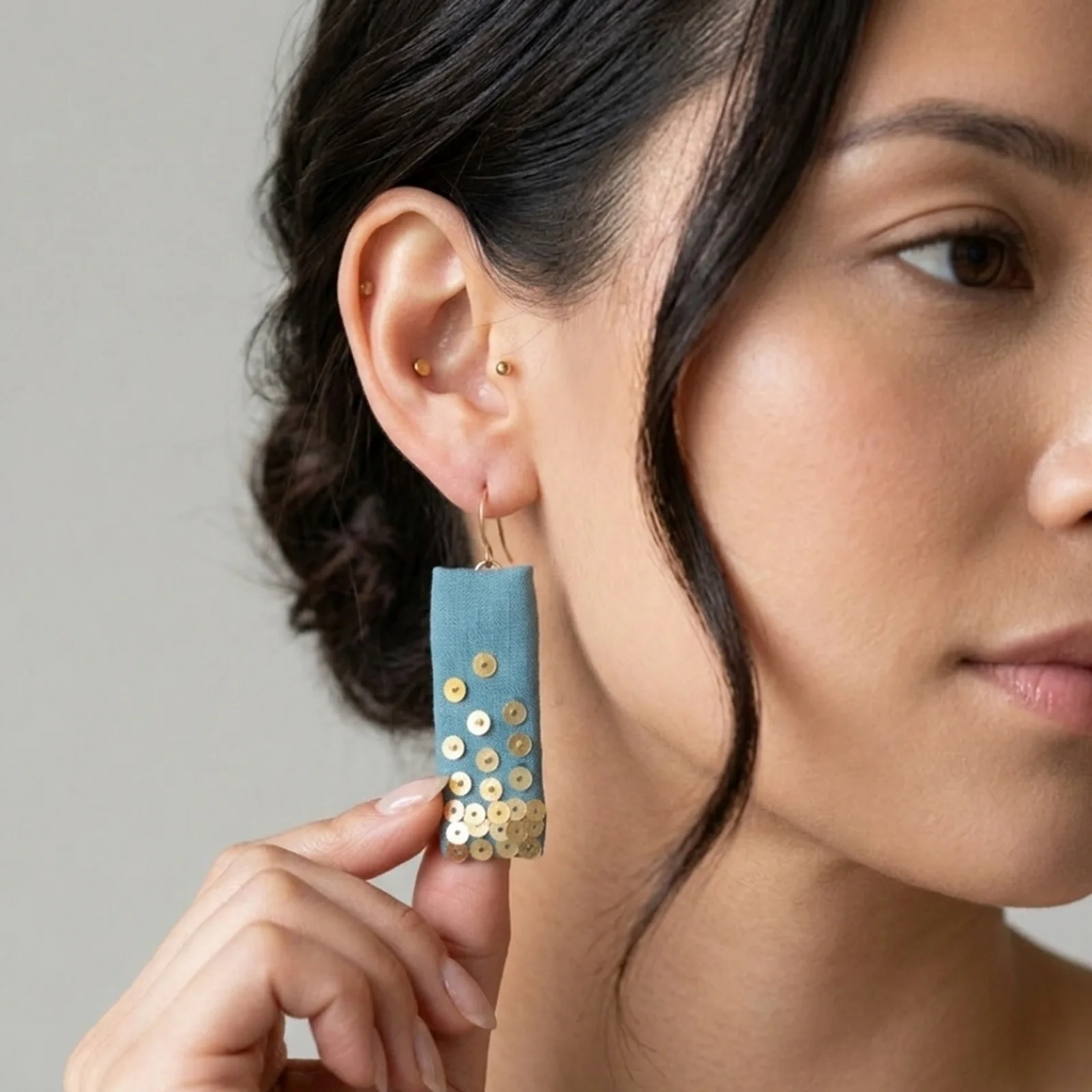 Golden Sequins fabric earrings 