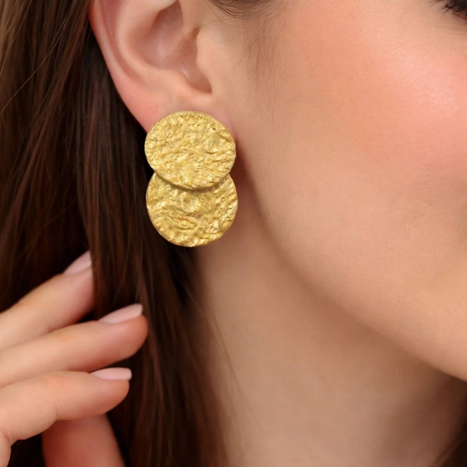 Two Layer Asharfi - Painted Clay Earrings 