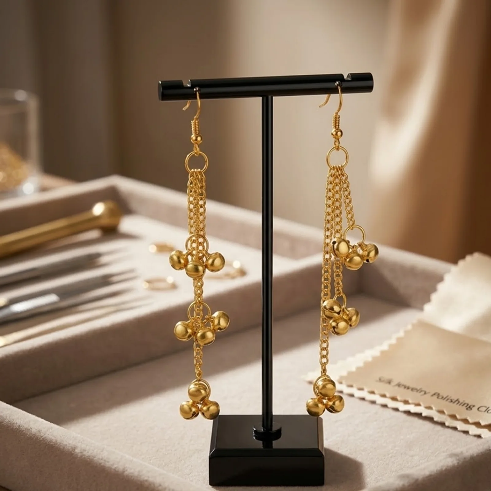 Golden Ghunghru- Handmade Oxidised Earrings