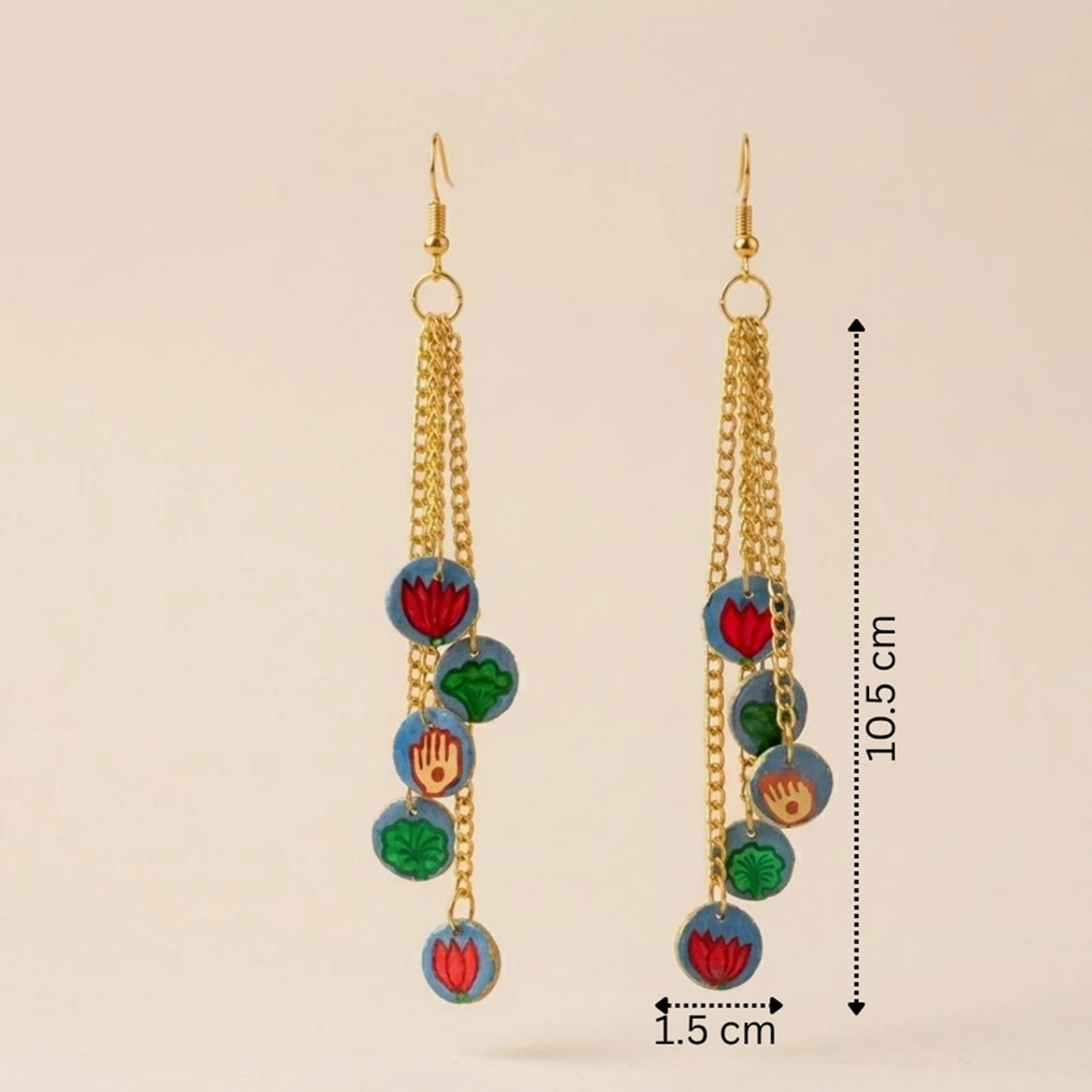 Pichwai -  Painted Clay Earrings 