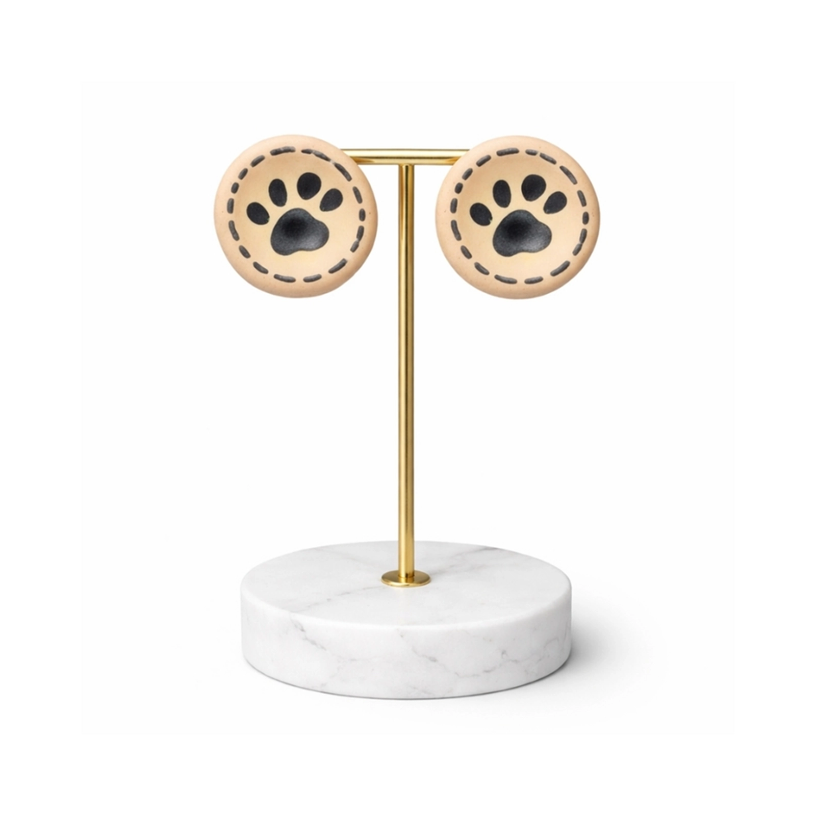  Cat Paw -  Painted Clay Earrings 