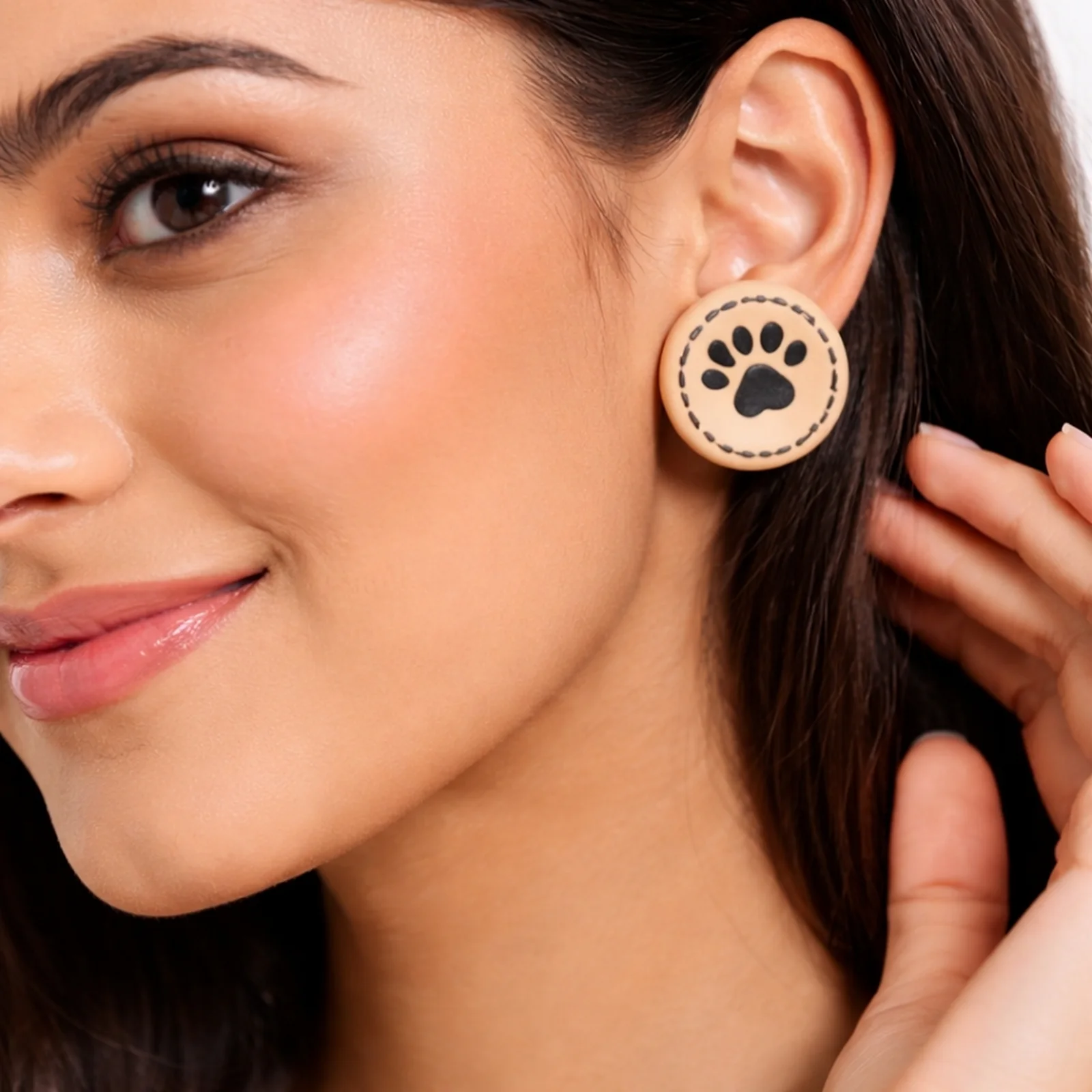  Cat Paw -  Painted Clay Earrings 