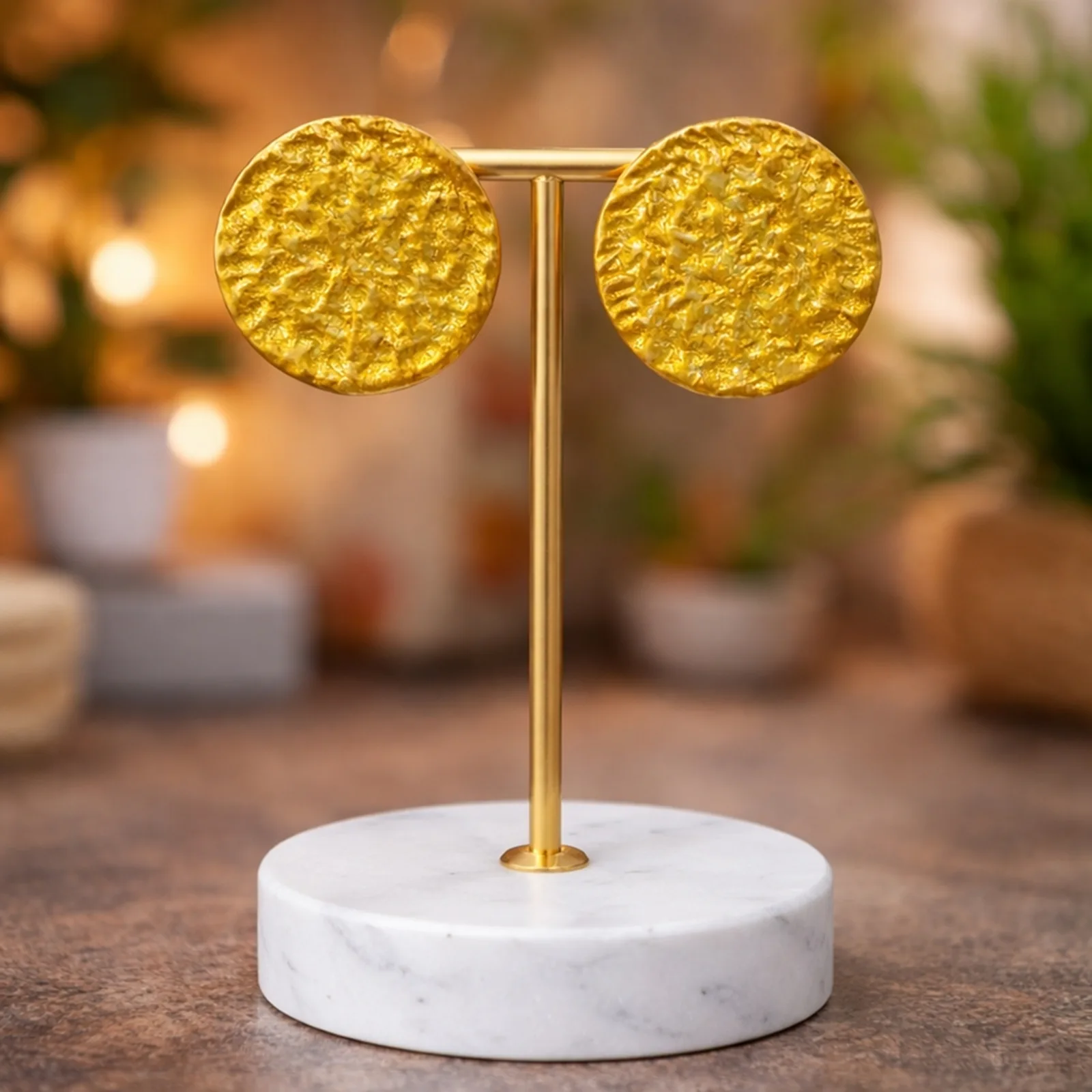  Gold Ashrafi  -  Painted Clay Earrings