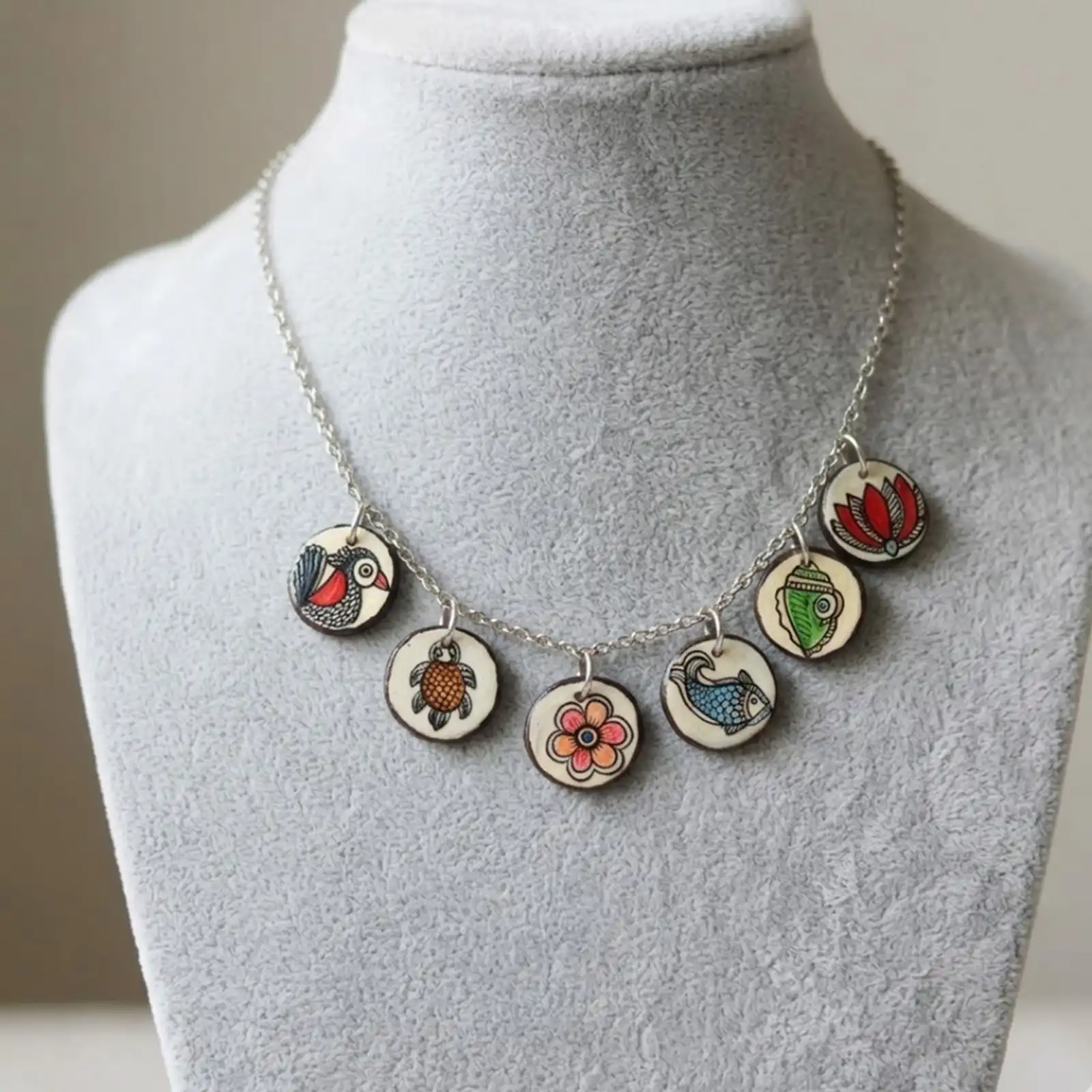 Madhubani - Painted Clay necklace