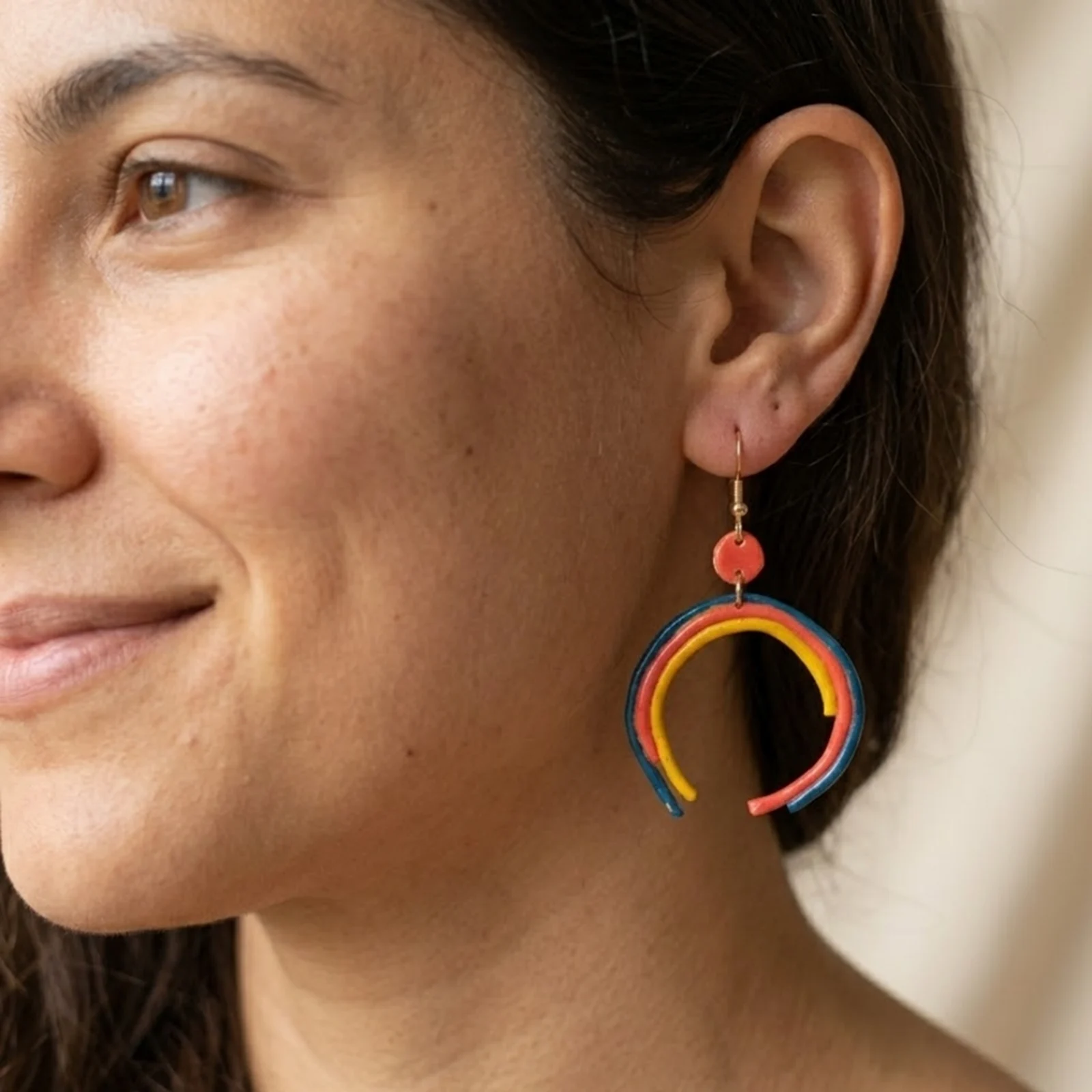 Neon Multicolor-  Painted Clay Earrings 